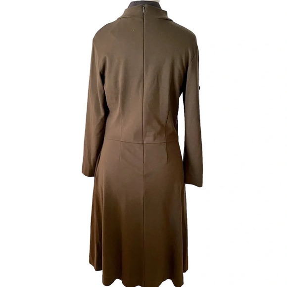 BAW Shop Army Green Fit and Flare Knit Dress Pockets Made in NYC L - Picture 2 of 10